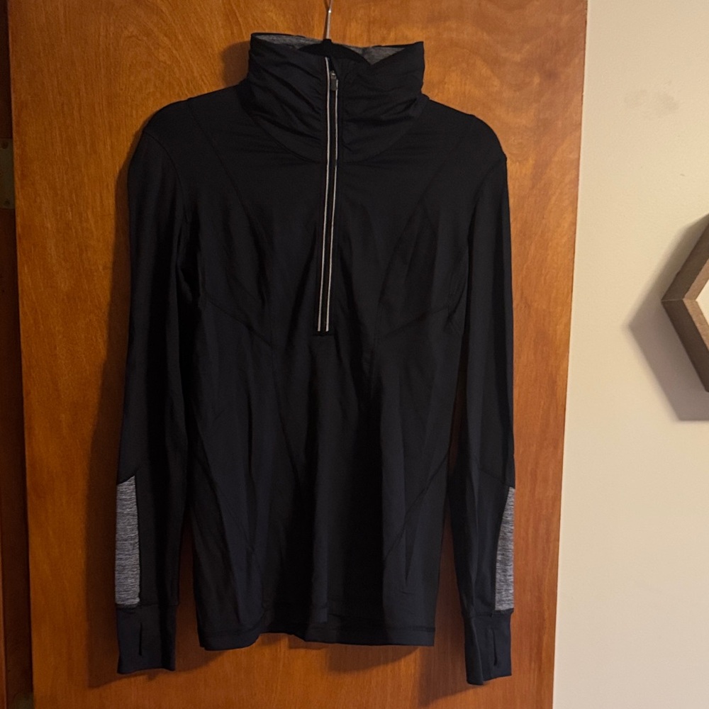 Black Lululemon Long Sleeve 1/4 zip Pullover with Gray Accents
